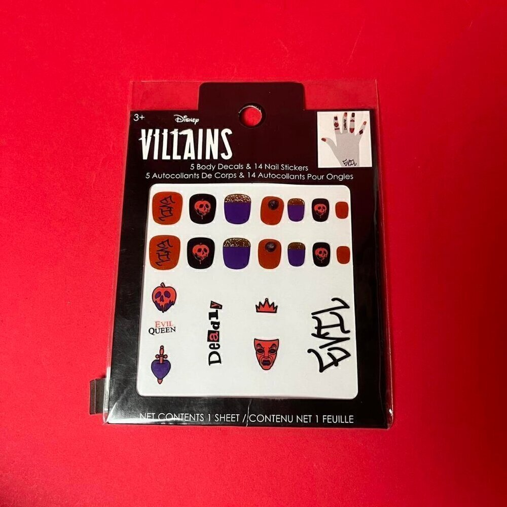 Spirit Halloween / Disney villains evil queen nail stickers and hand tattoos 🖤